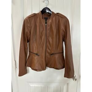 Gili Vegan Faux Leather Jacket Women 4 Brown Feminine Moto Biker Tired Cowgirl